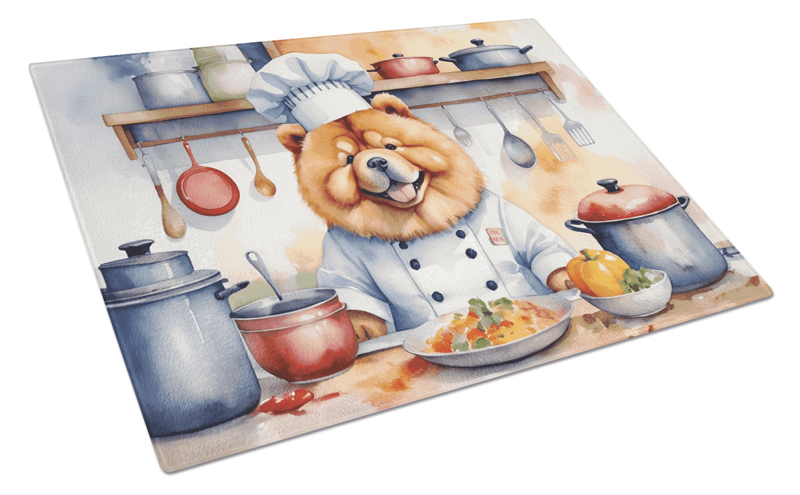 Chow Chow The Chef Glass Cutting Board Caroline's Treasures