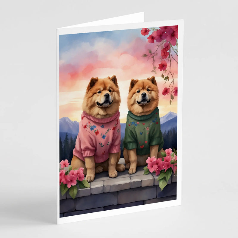 Chow Chow Two Hearts Greeting Cards Pack of 8 Caroline's Treasures