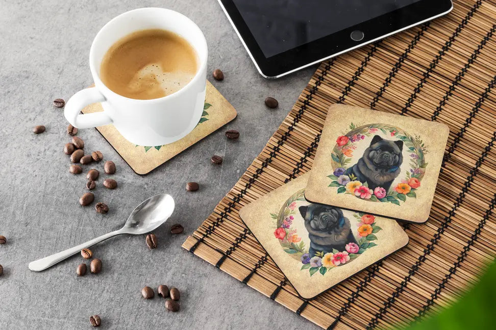 Chow Chow and Flowers Foam Coasters Caroline's Treasures
