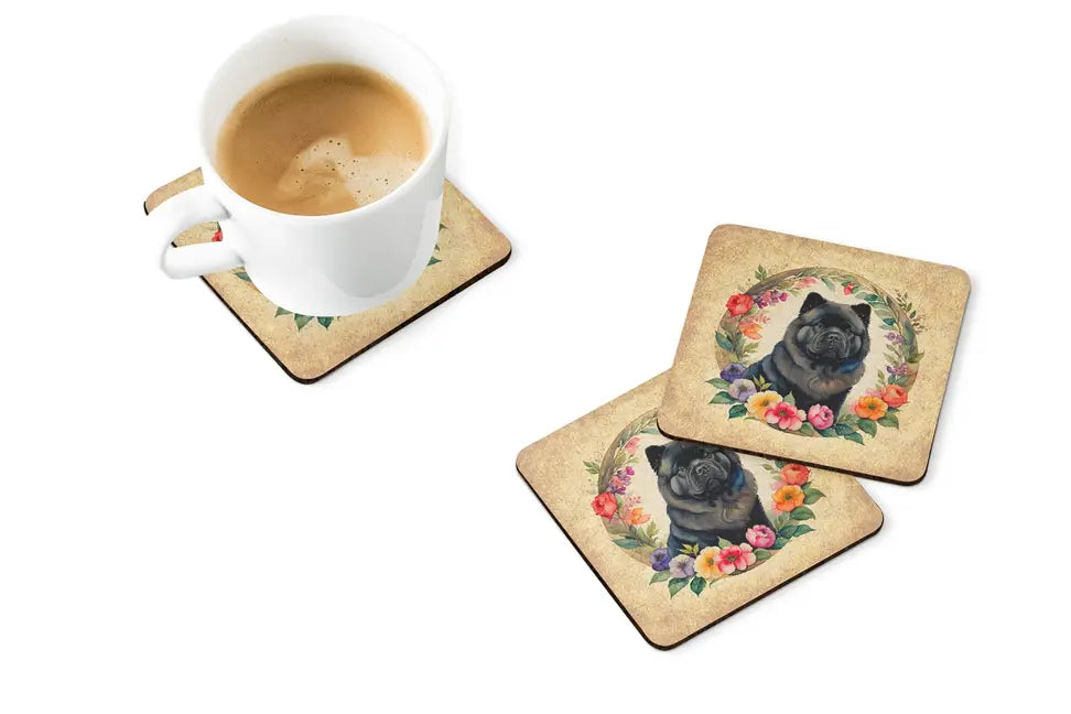 Chow Chow and Flowers Foam Coasters Caroline's Treasures