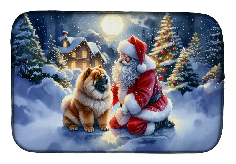 Chow Chow and Santa Claus Dish Drying Mat Caroline's Treasures