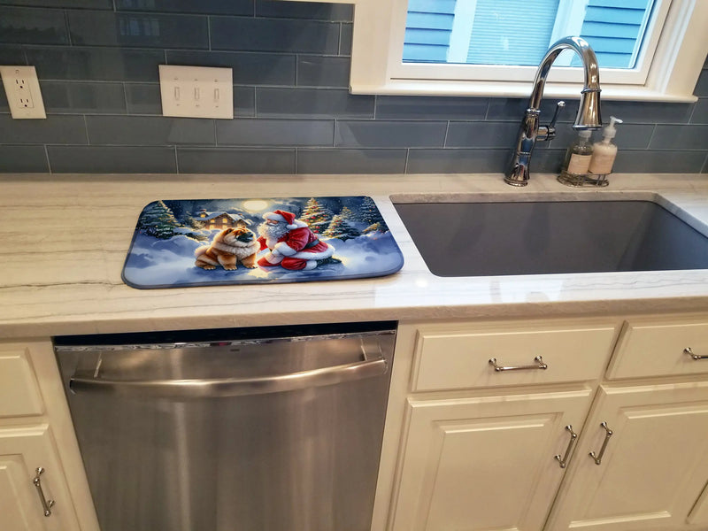 Chow Chow and Santa Claus Dish Drying Mat Caroline's Treasures