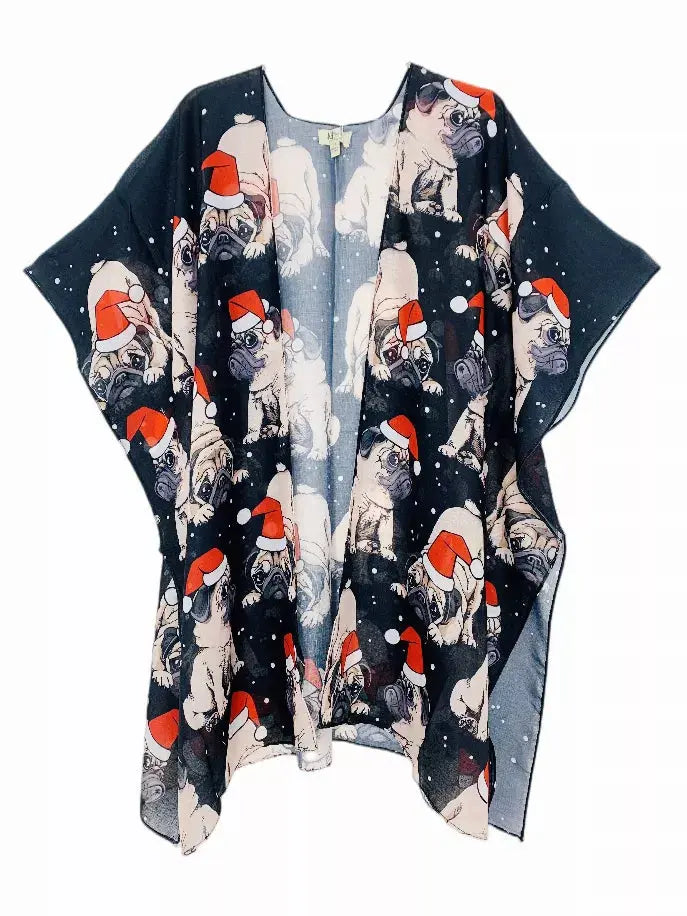 Christmas Pugs Kimono JC Sunny Fashion