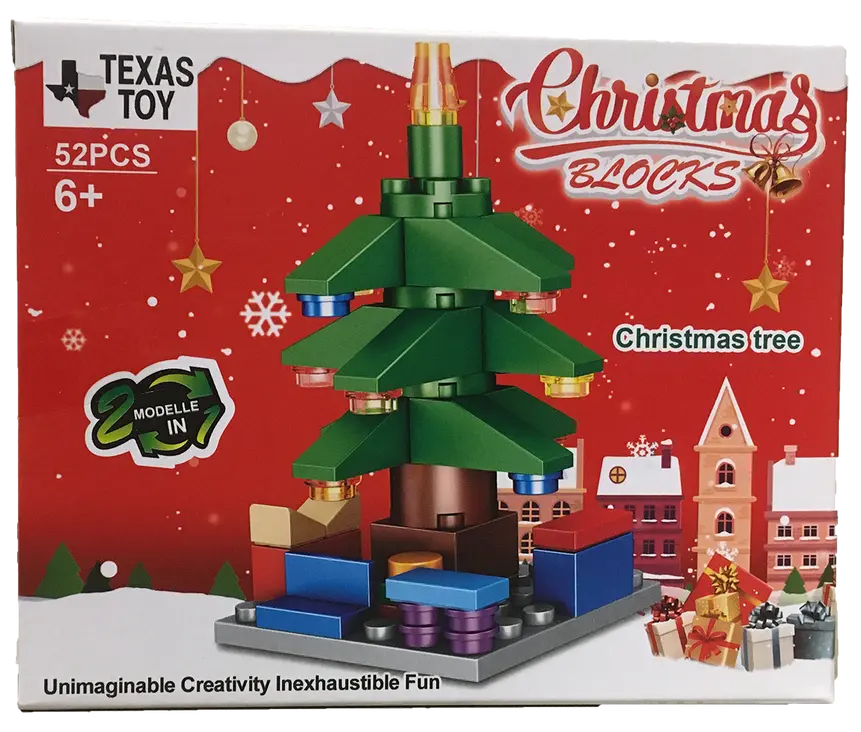 Christmas Tree Building Brick Kit (52 pcs) Texas Toy Distribution