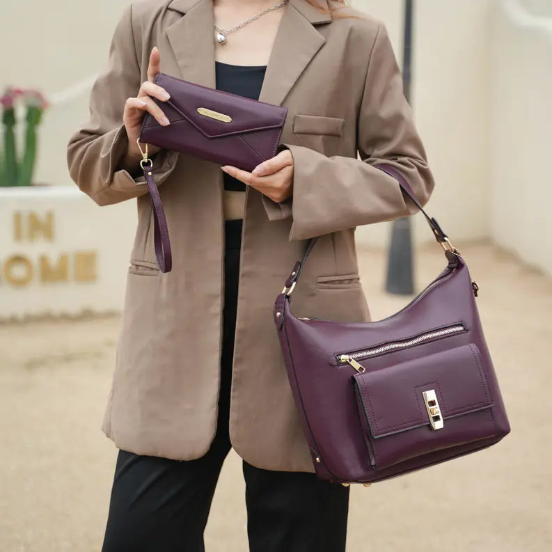 Clara Vegan Leather Womens Shoulder Bag & Wristlet Wallet MKF Colletion by Mia K.