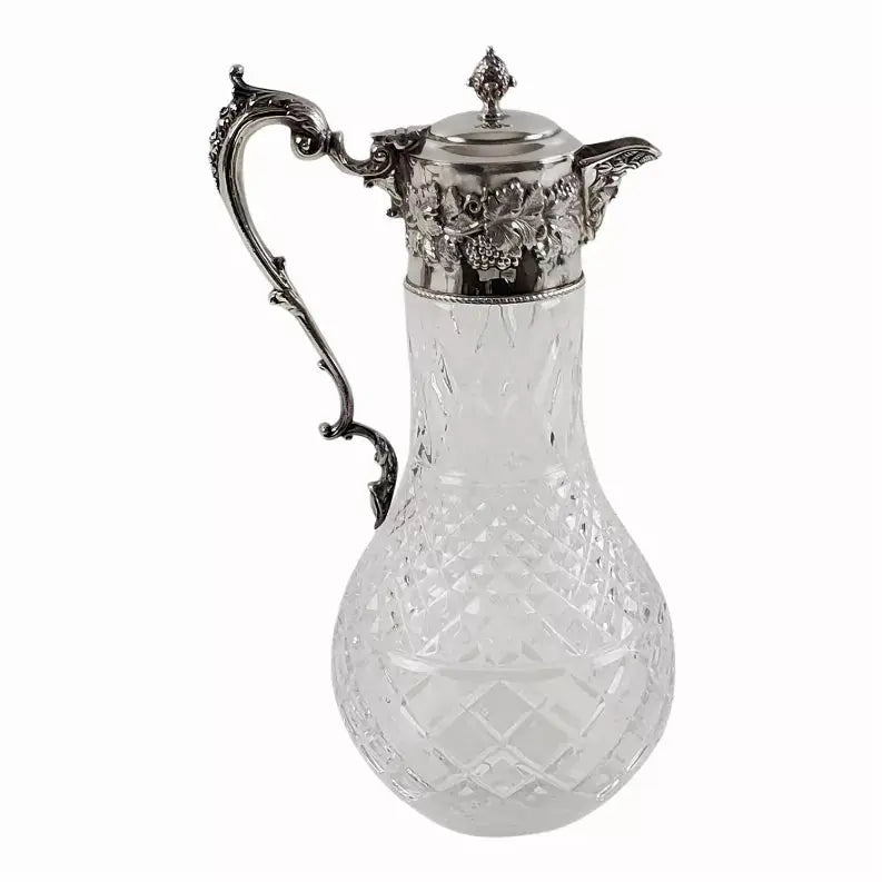Claret Jug Grape Mount/ Cut Glass Corbell Silver