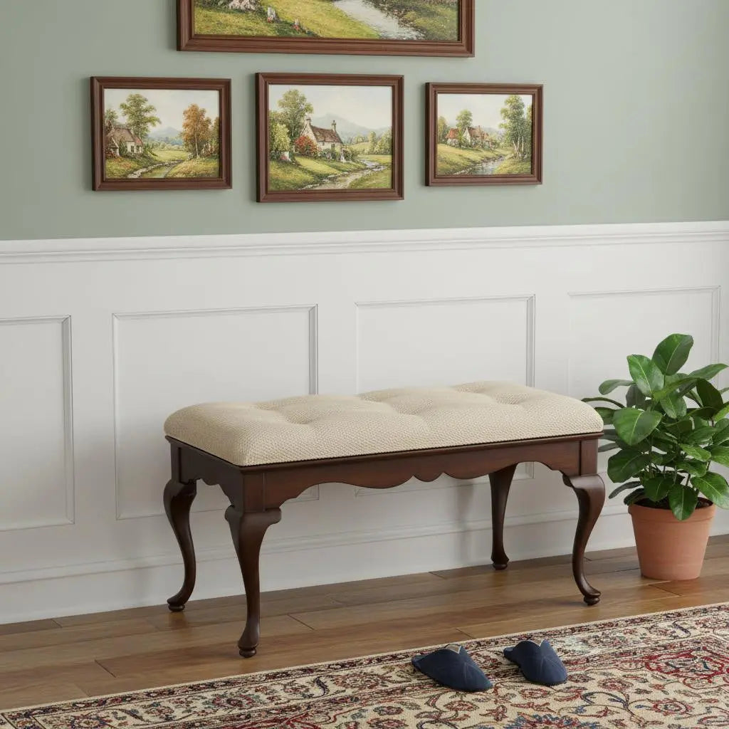 Classic Cherry Brown Finish Bench Homeroots Living Room