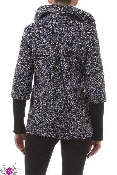 Classic Jacket With High Collar and Solid Banded Sleeves SurelyMine