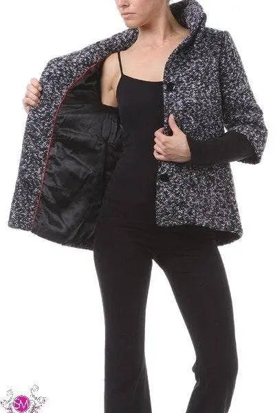 Classic Jacket With High Collar and Solid Banded Sleeves SurelyMine