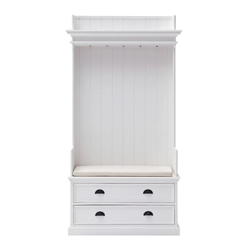 Classic White Entryway Coat Rack and Bench with Drawers Homeroots Organization