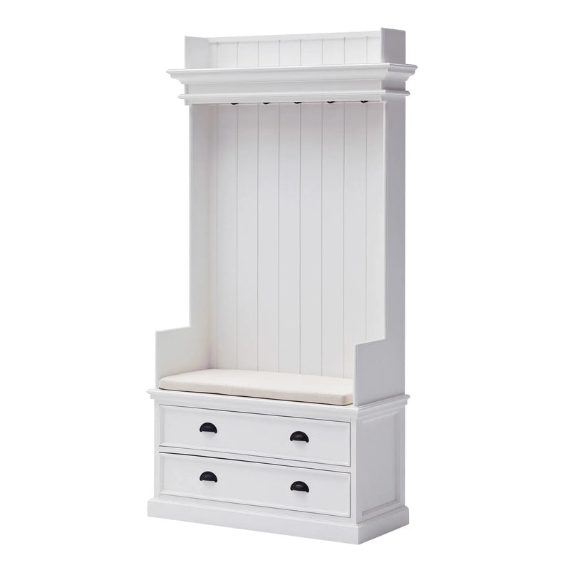 Classic White Entryway Coat Rack and Bench with Drawers Homeroots Organization