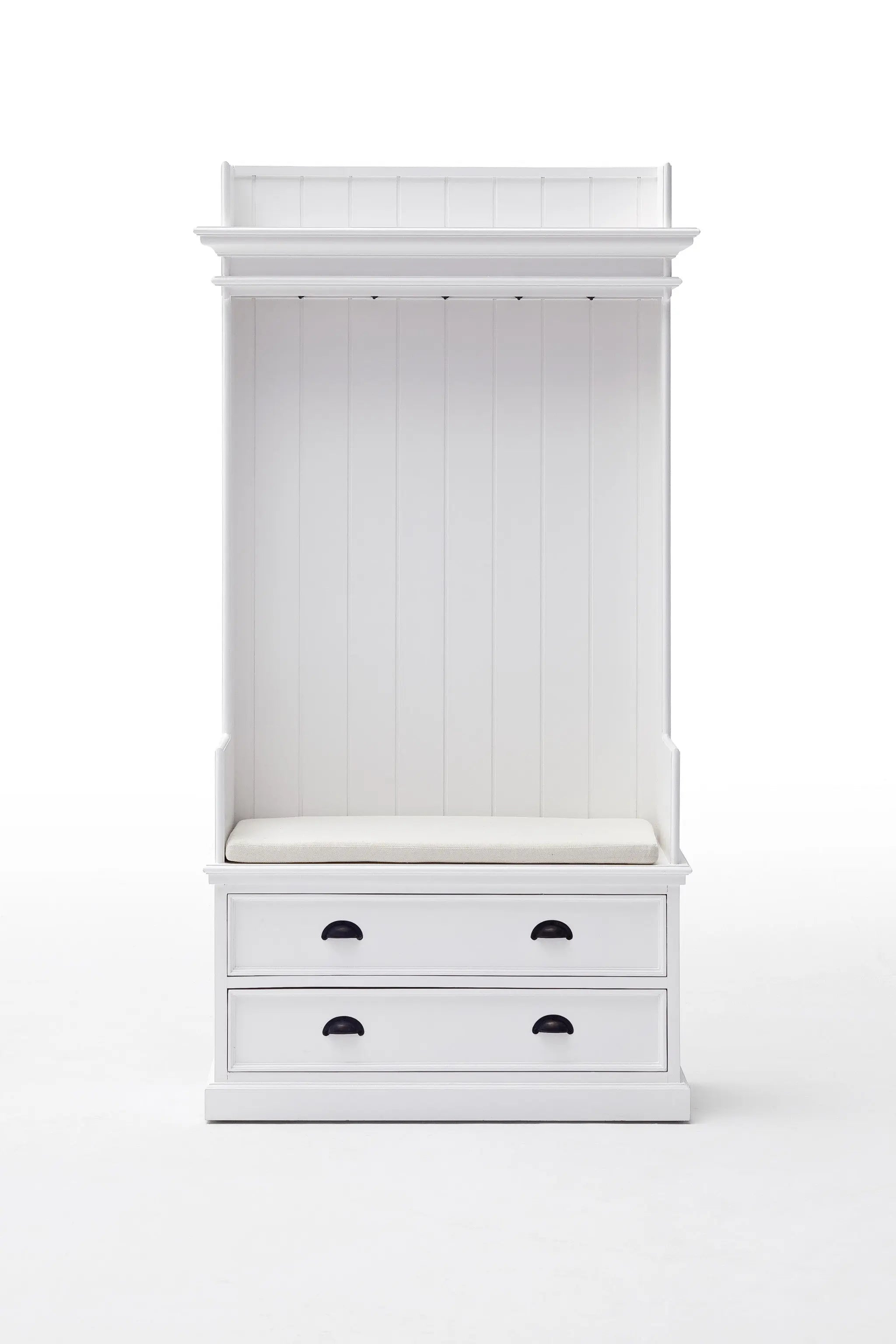 Classic White Entryway Coat Rack and Bench with Drawers Homeroots Organization