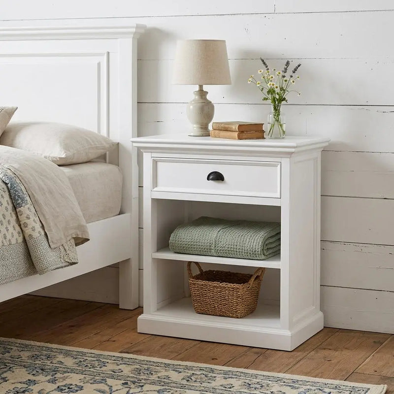 Classic White Large Nightstand With Shelves Homeroots Bed & Bath