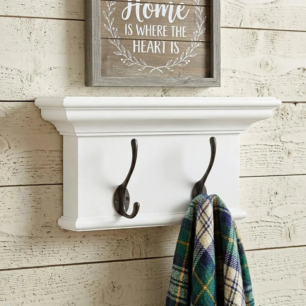 Classic White Two Hook Hanging Coat Rack Homeroots Organization
