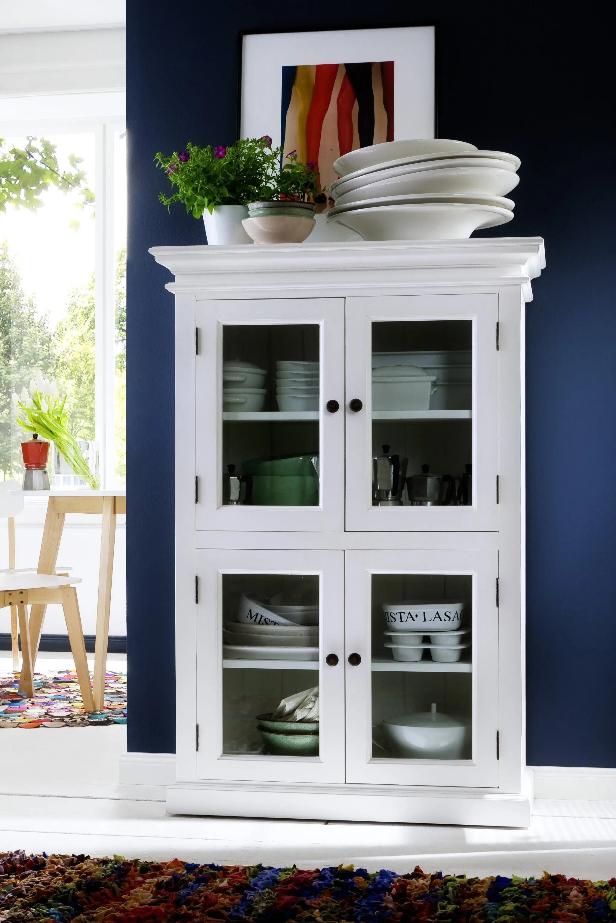 Classic White Two Level Storage Cabinet Homeroots Kitchen & Dining