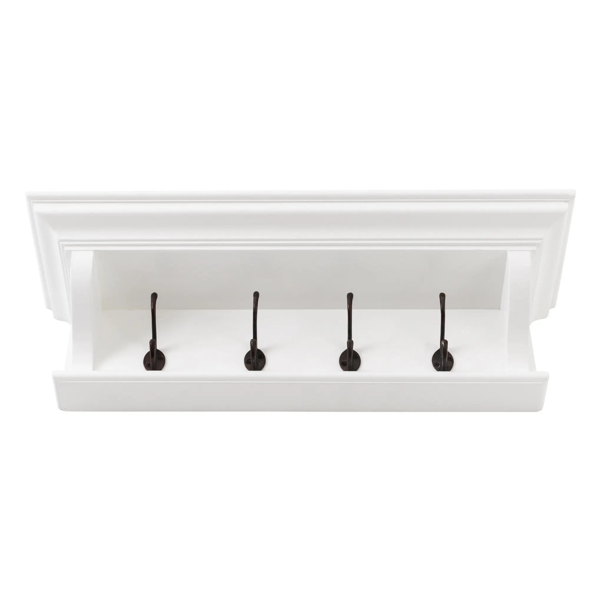 Classic White Wood Wide Four Hook Hanging Coat Rack Homeroots Organization