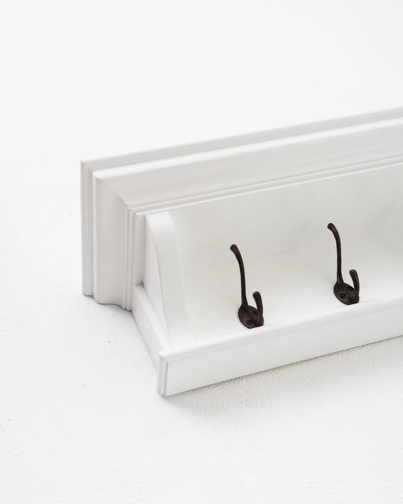 Classic White Wood Wide Six Hook Coat Rack Homeroots Organization
