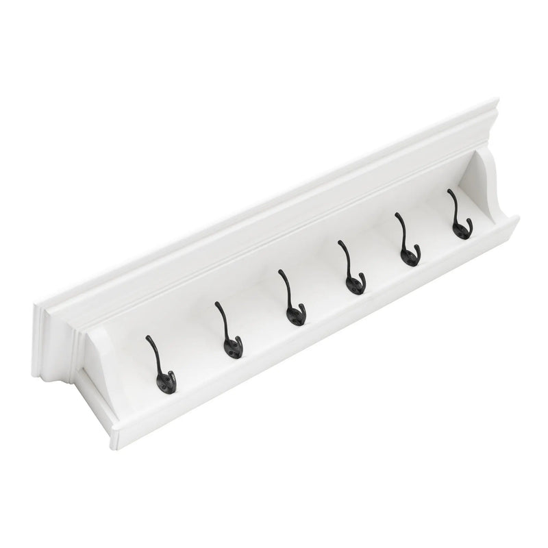 Classic White Wood Wide Six Hook Coat Rack Homeroots Organization