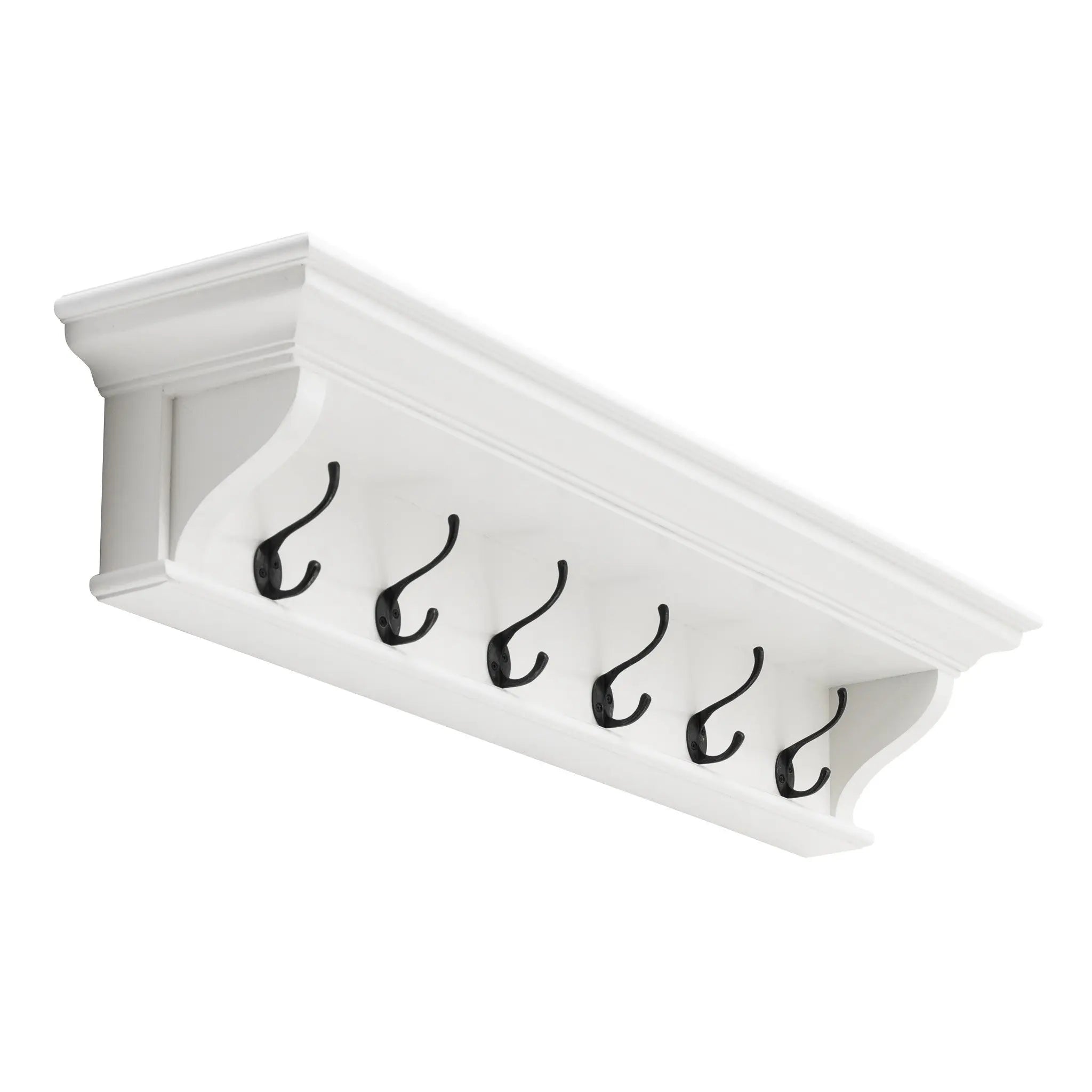 Classic White Wood Wide Six Hook Coat Rack Homeroots Organization