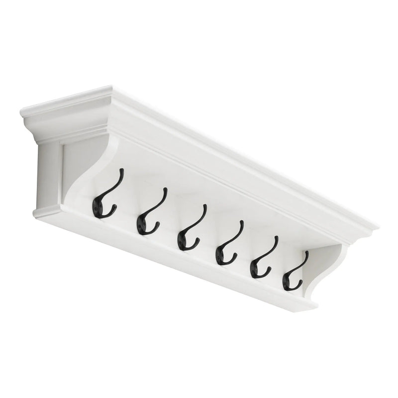 Classic White Wood Wide Six Hook Coat Rack Homeroots Organization