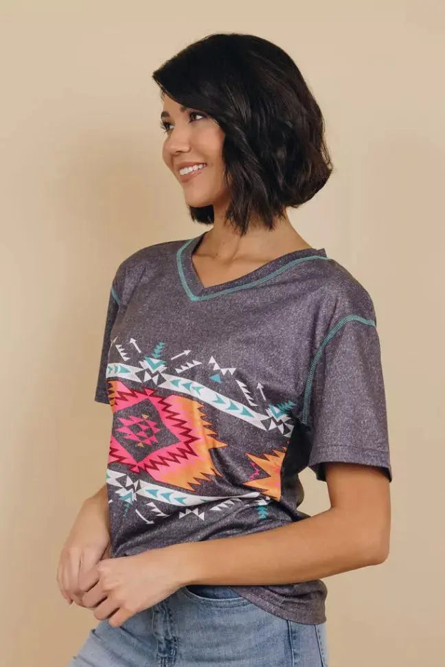 Clayton Aztec Print Tee Stay Warm in Style