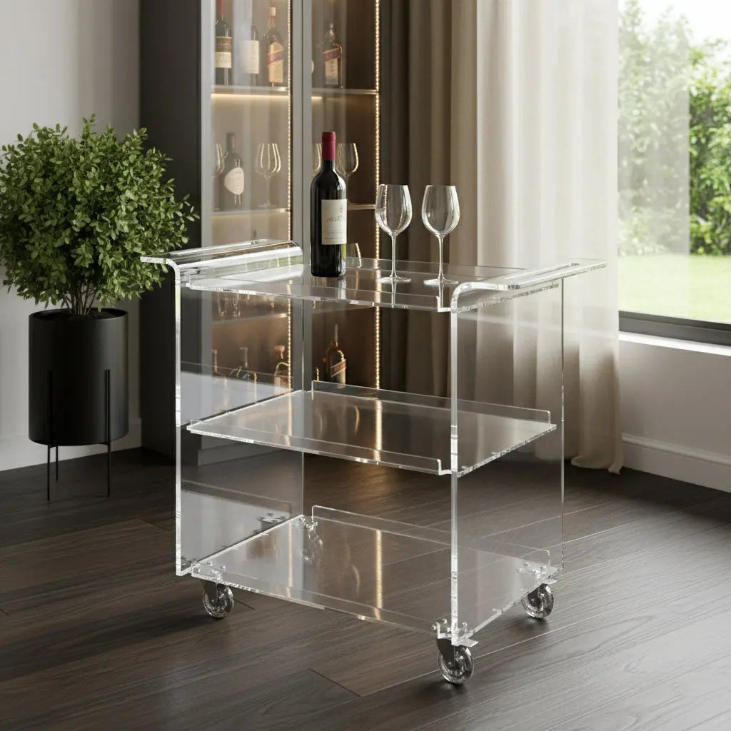 Clear Acrylic Rolling Server Bar Cart Homeroots Kitchen & Dining