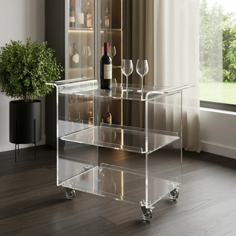 Clear Acrylic Rolling Server Bar Cart Homeroots Kitchen & Dining
