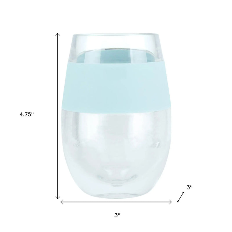 Clear And Blue Tritan Plastic Convex Curve Shape Stemless All Purpose Wine Glass Homeroots Kitchen & Dining