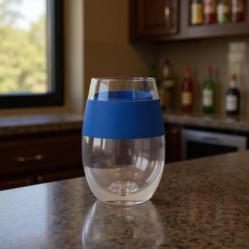 Clear And Blue Tritan Plastic Convex Curve Shape Stemless All Purpose Wine Glass Homeroots Kitchen & Dining