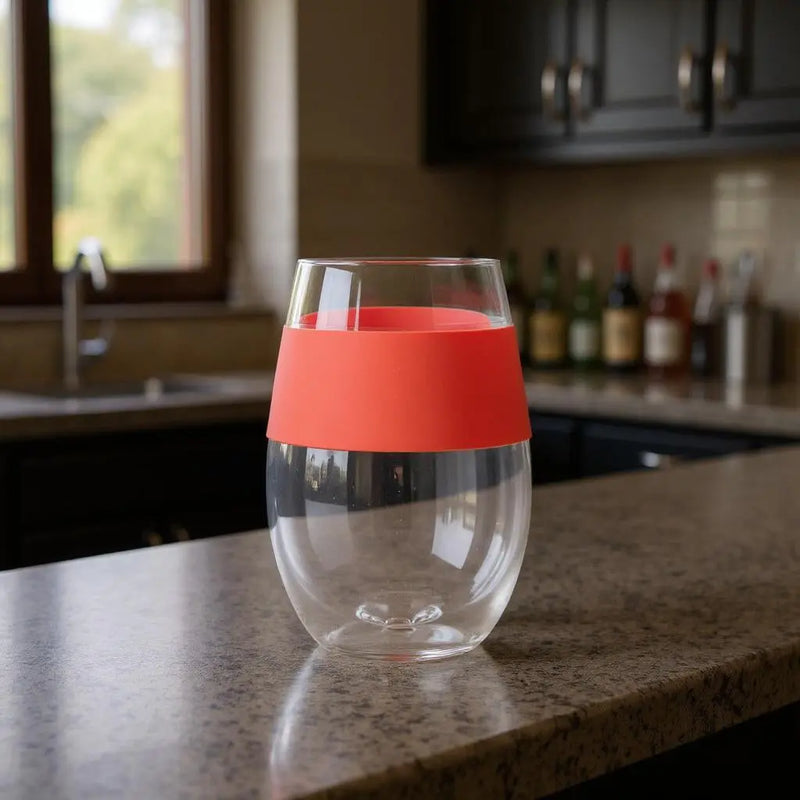 Clear And Coral Tritan Plastic Convex Curve Shape Stemless All Purpose Wine Glass Homeroots Kitchen & Dining