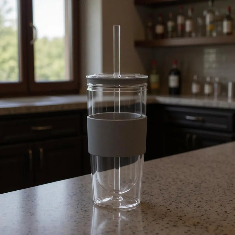 Clear And Gray Plastic Straight Shape Stemless All Purpose Wine Glass Homeroots Kitchen & Dining