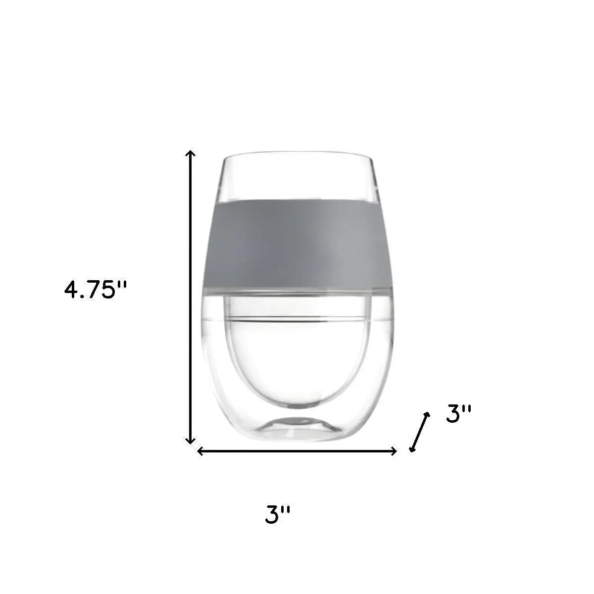Clear And Gray Tritan Plastic Convex Curve Shape Stemless All Purpose Wine Glass Homeroots Kitchen & Dining