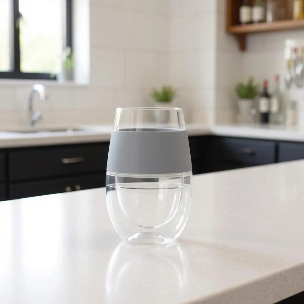 Clear And Gray Tritan Plastic Convex Curve Shape Stemless All Purpose Wine Glass Homeroots Kitchen & Dining