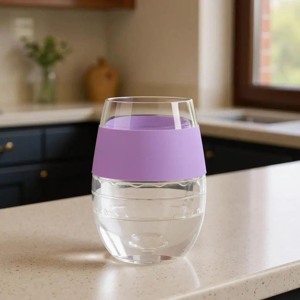 Clear And Lavender Tritan Plastic Convex Curve Shape Stemless All Purpose Wine Glass Homeroots Kitchen & Dining