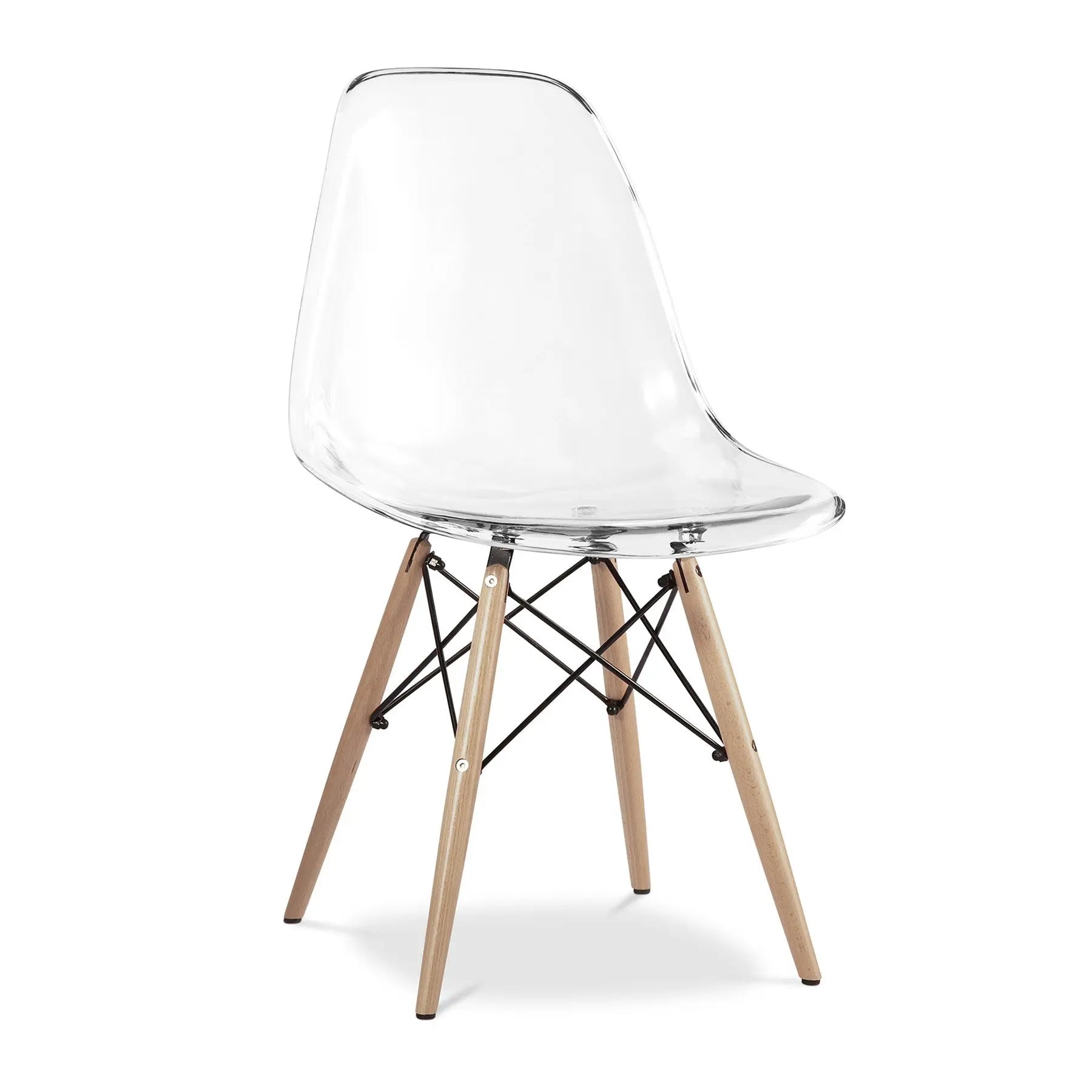 Clear And Natural Heavy Duty Plastic And Wood Dining Side Chair Homeroots Kitchen & Dining