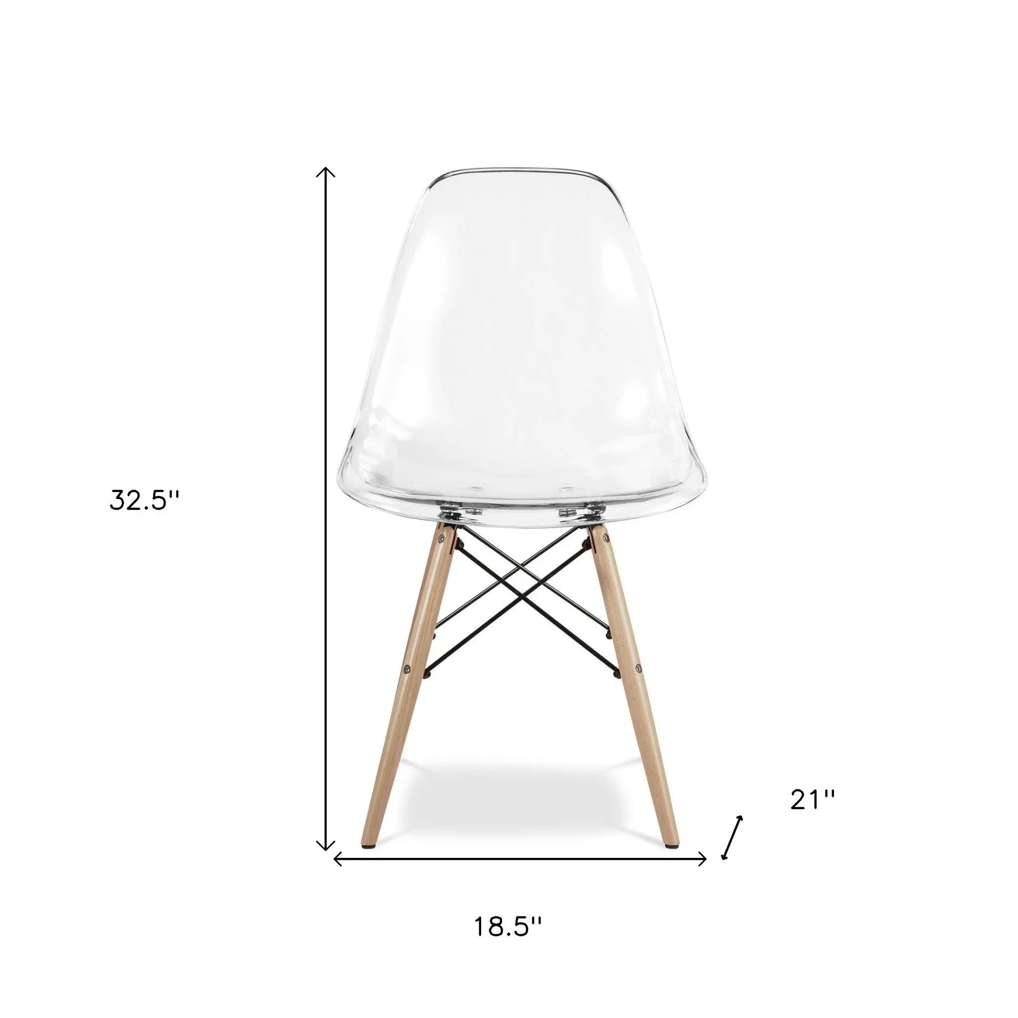 Clear And Natural Heavy Duty Plastic And Wood Dining Side Chair Homeroots Kitchen & Dining
