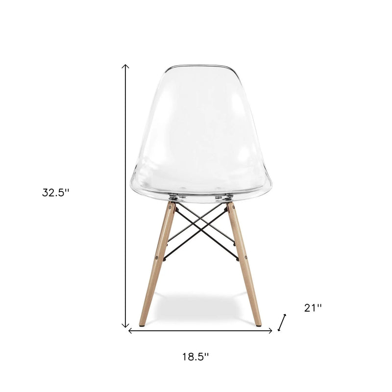 Clear And Natural Heavy Duty Plastic And Wood Dining Side Chair Homeroots Kitchen & Dining
