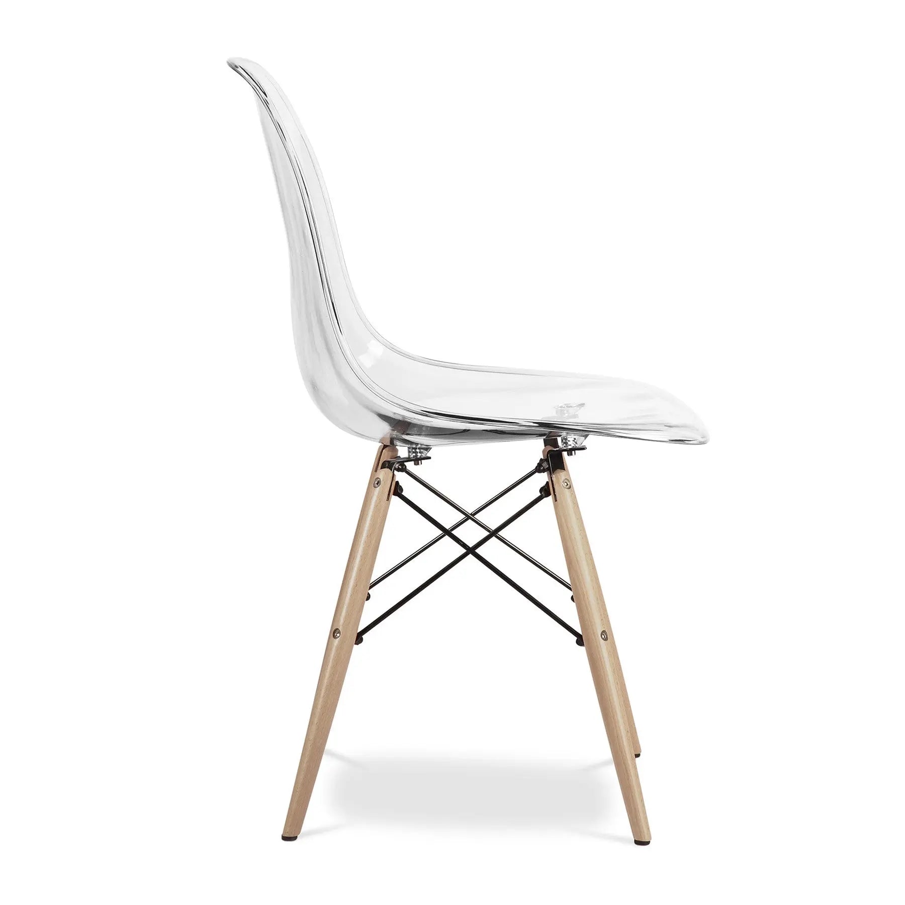 Clear And Natural Heavy Duty Plastic And Wood Dining Side Chair Homeroots Kitchen & Dining