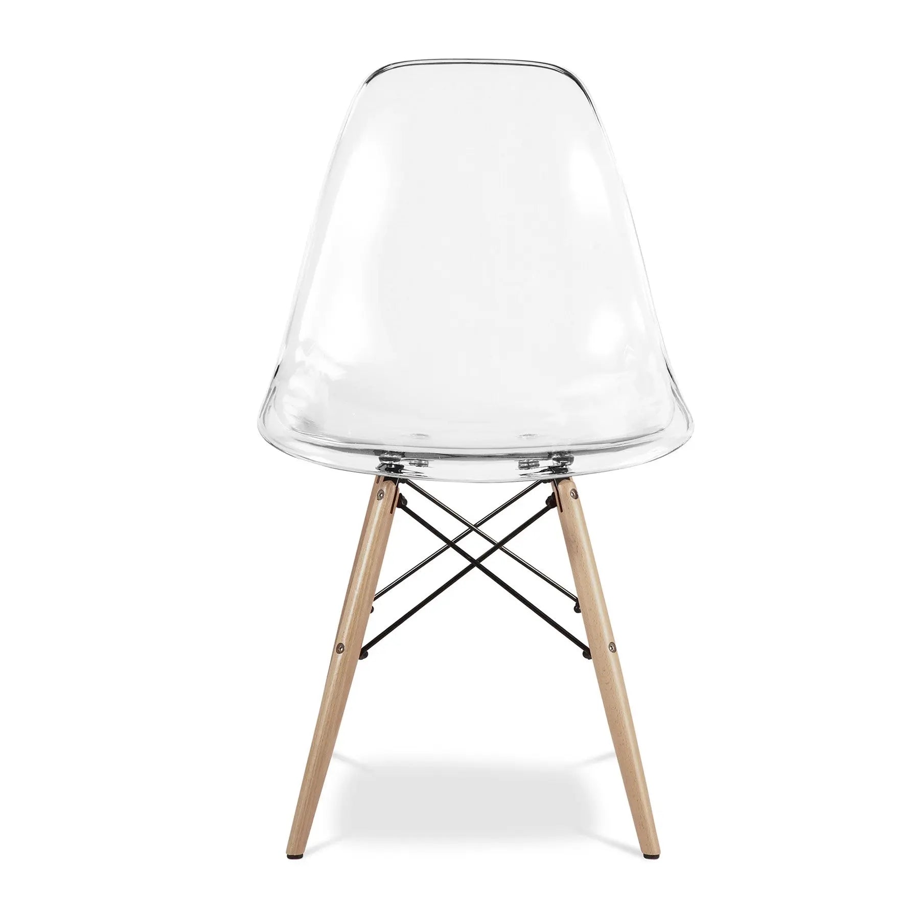 Clear And Natural Heavy Duty Plastic And Wood Dining Side Chair Homeroots Kitchen & Dining