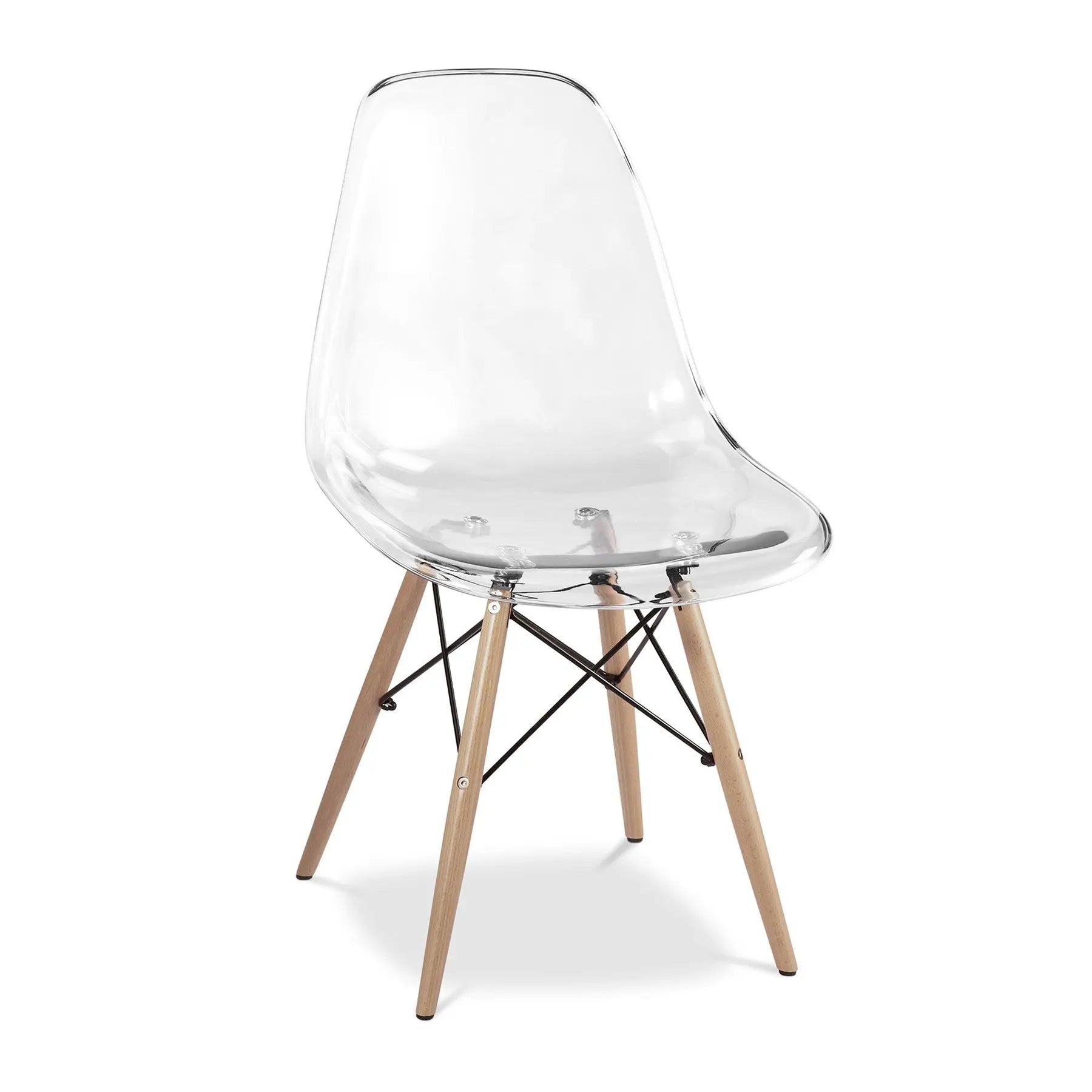 Clear And Natural Heavy Duty Plastic And Wood Dining Side Chair Homeroots Kitchen & Dining