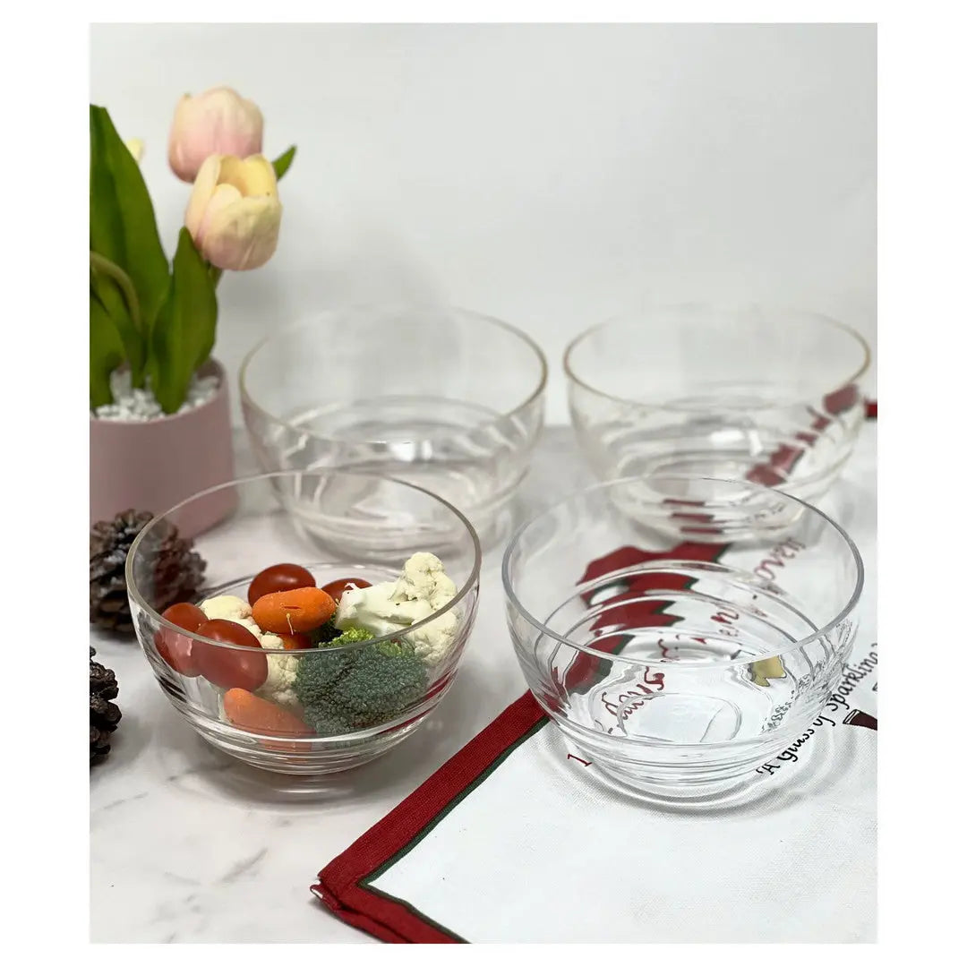 Clear Four Piece Round Swirl Acrylic Service For Four Bowl Set Homeroots Kitchen & Dining