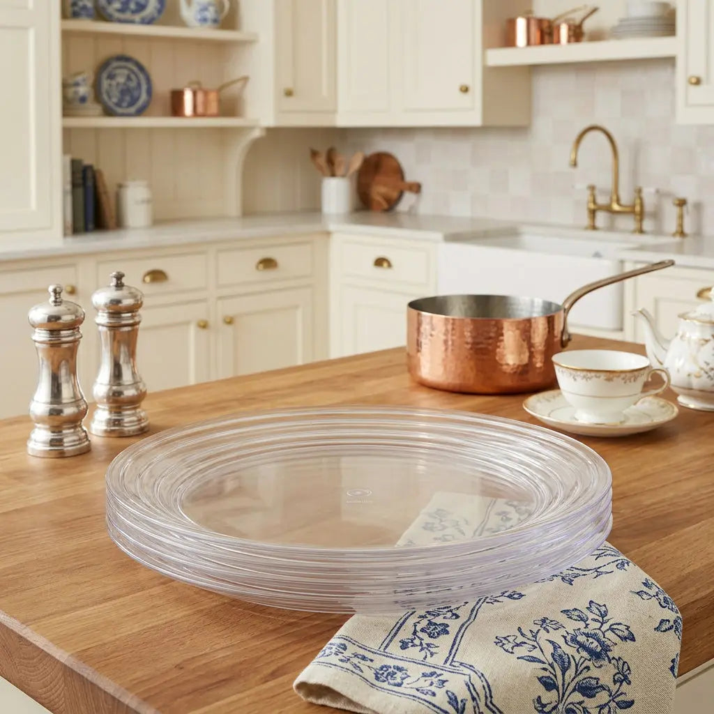 Clear Four Piece Round Swirl Acrylic Service For Four Salad Plate Set Homeroots Kitchen & Dining