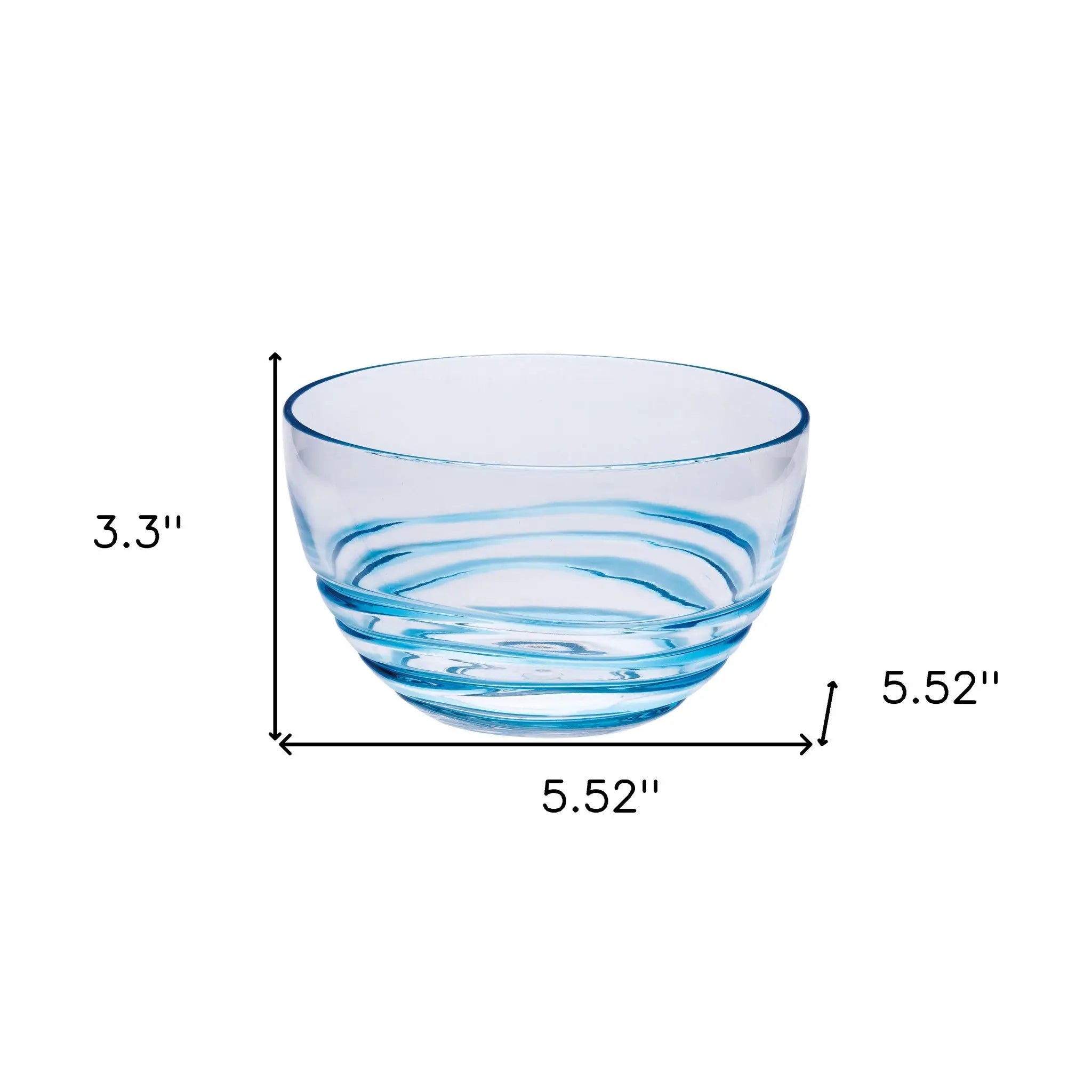 Clear and Blue Four Piece Swirl Acrylic Service For Four Bowl Set Homeroots Kitchen & Dining
