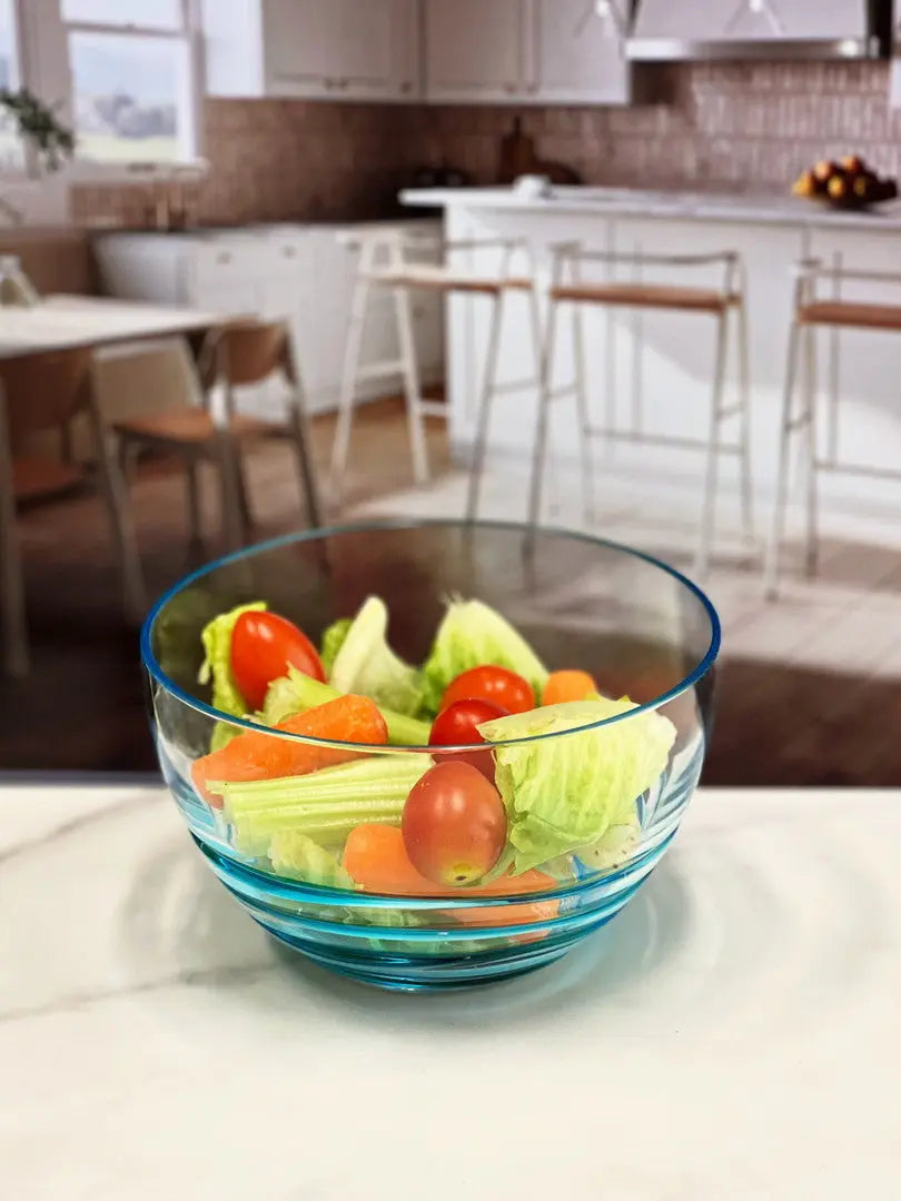 Clear and Blue Four Piece Swirl Acrylic Service For Four Bowl Set Homeroots Kitchen & Dining