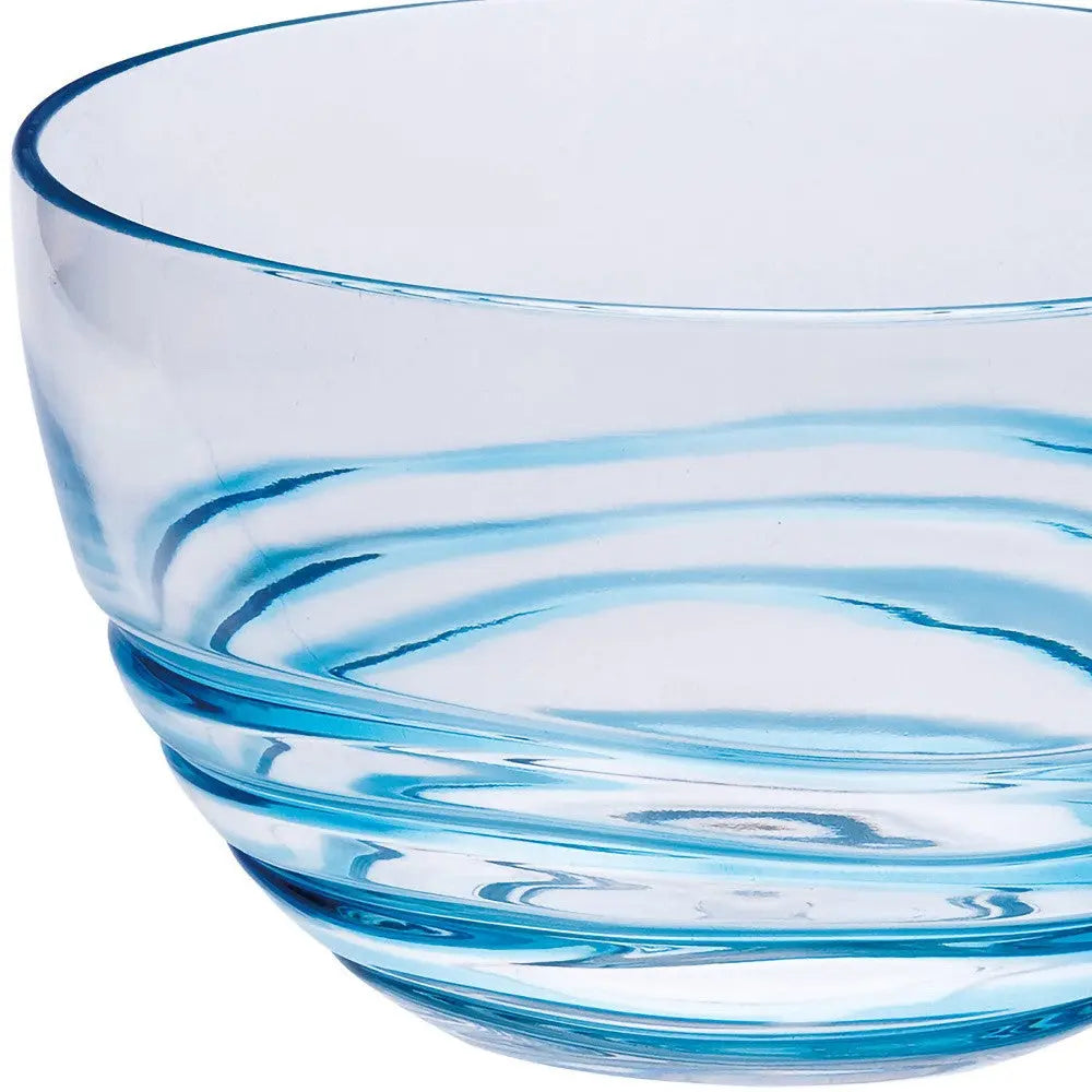 Clear and Blue Four Piece Swirl Acrylic Service For Four Bowl Set Homeroots Kitchen & Dining