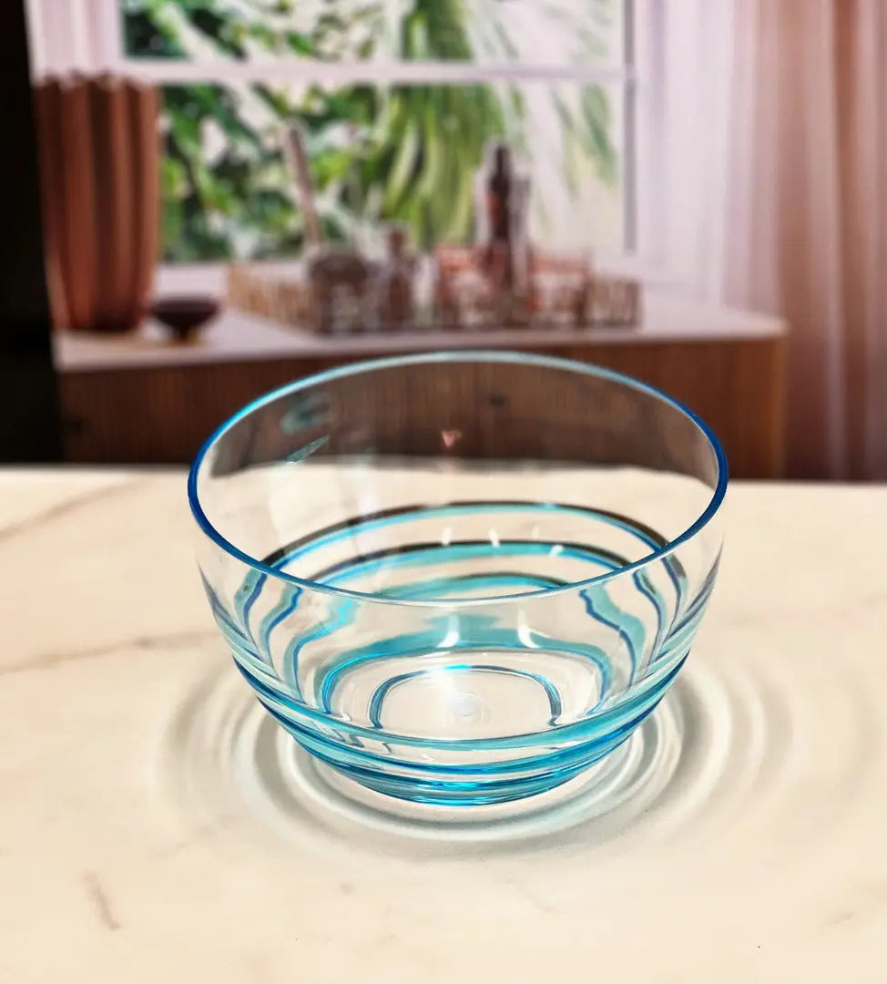 Clear and Blue Four Piece Swirl Acrylic Service For Four Bowl Set Homeroots Kitchen & Dining