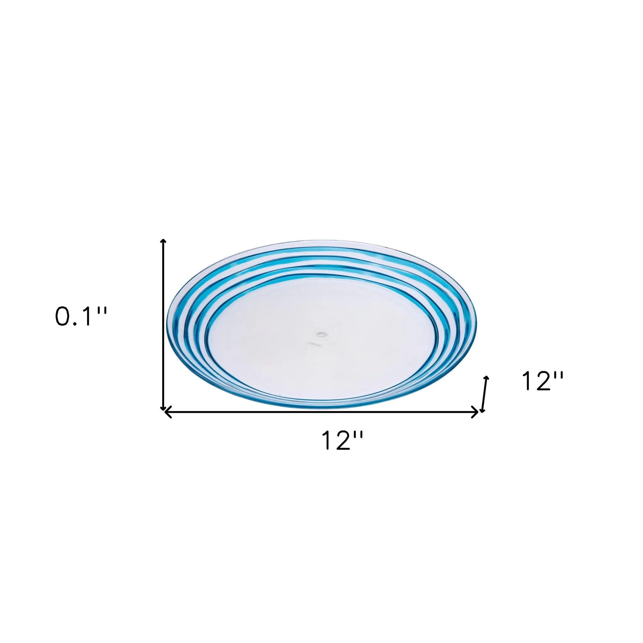 Clear and Blue Four Piece Swirl Acrylic Service For Four Dinner Plate Set Homeroots Kitchen & Dining