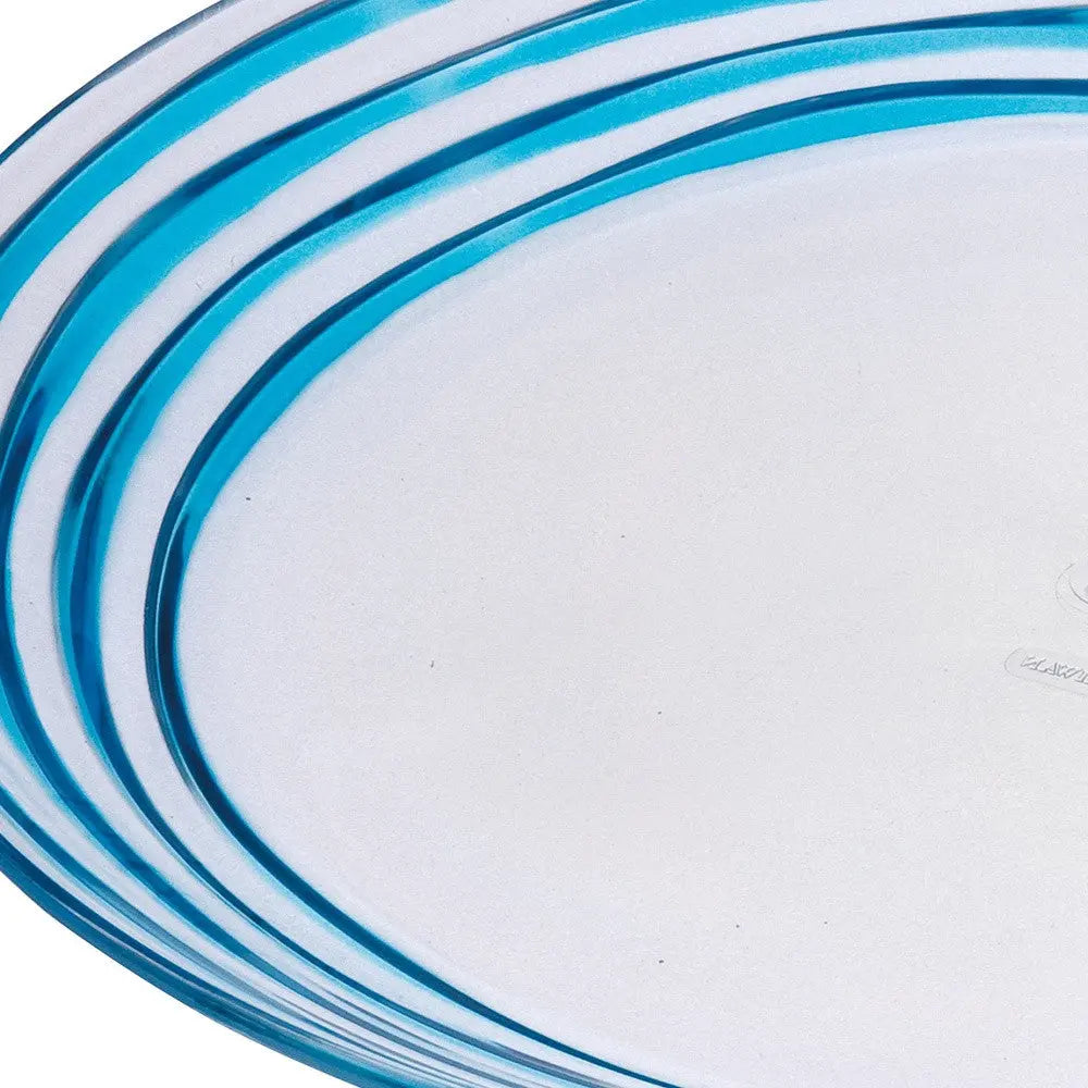 Clear and Blue Four Piece Swirl Acrylic Service For Four Dinner Plate Set Homeroots Kitchen & Dining