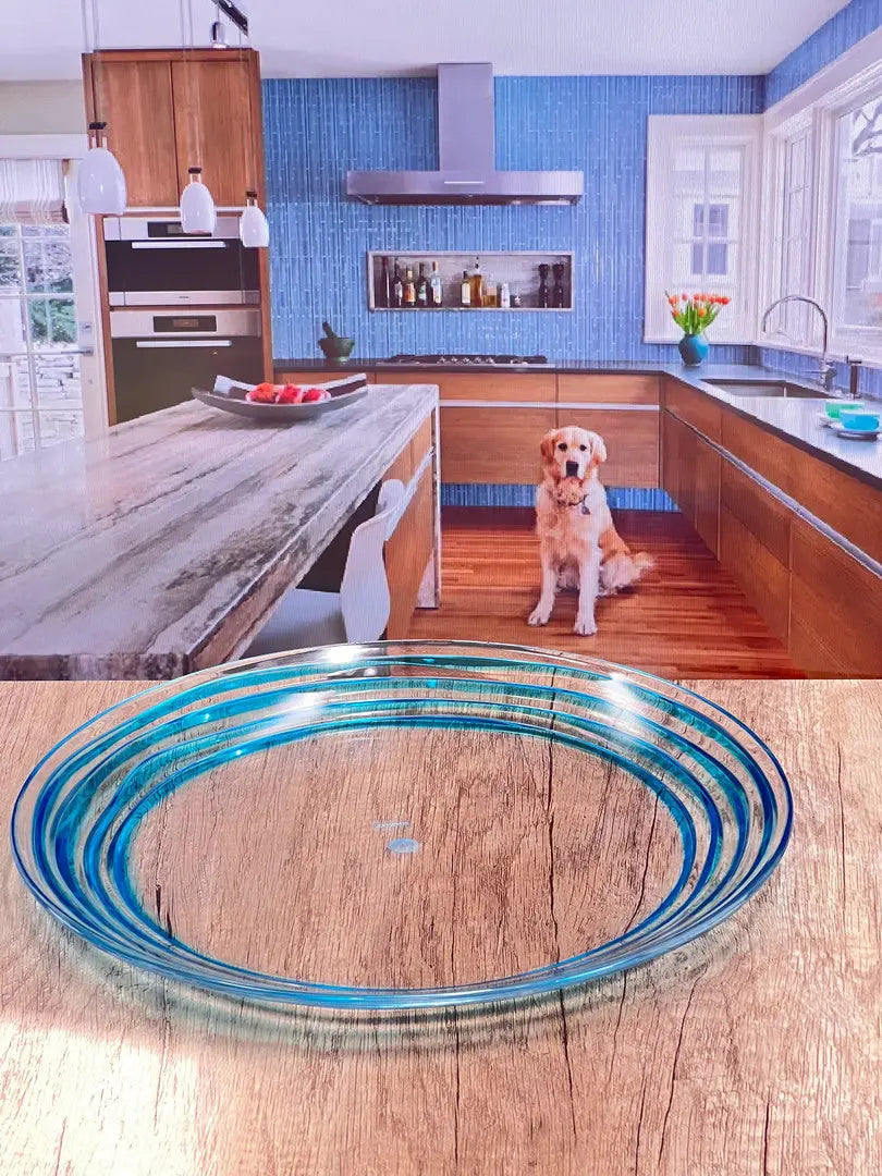 Clear and Blue Four Piece Swirl Acrylic Service For Four Dinner Plate Set Homeroots Kitchen & Dining