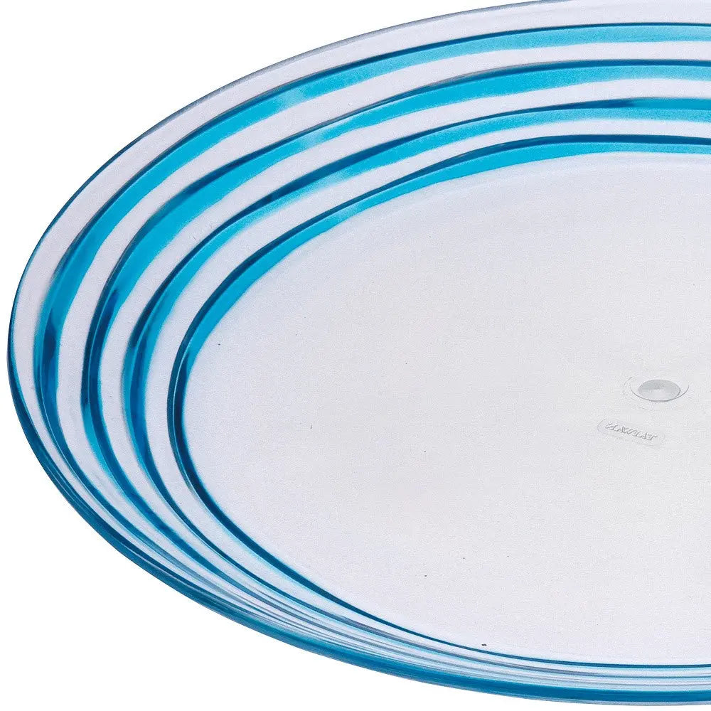 Clear and Blue Four Piece Swirl Acrylic Service For Four Dinner Plate Set Homeroots Kitchen & Dining